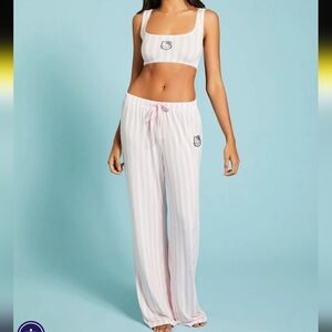 Forever 21 × Hello Kitty Pink and White Striped Hello Kitty Pajama Set Size 1X.